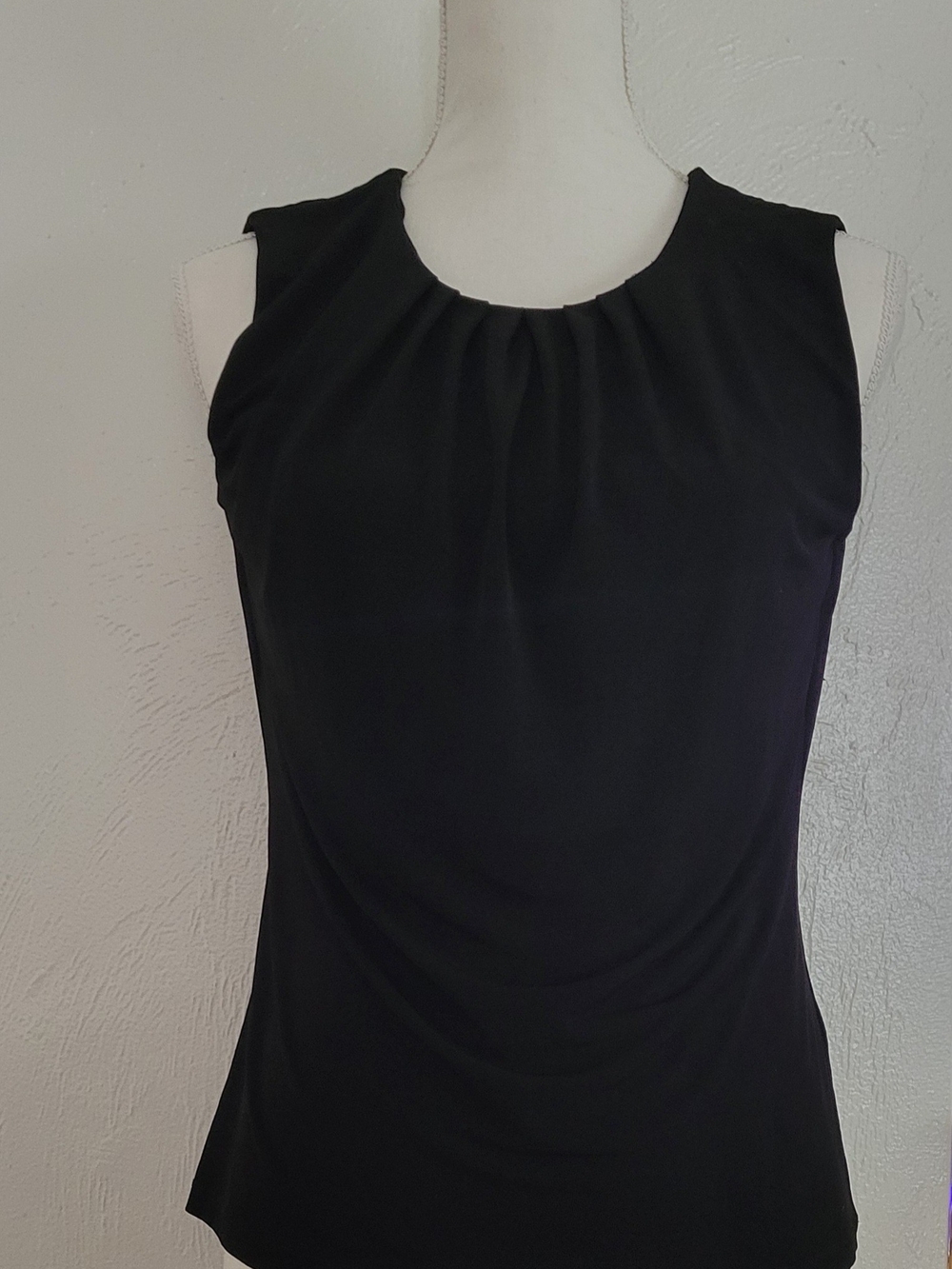 Calvin Klein Black Sleeveless Pleated Neck Camisole